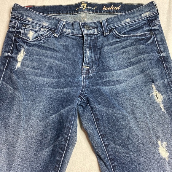 7 for all mankind Bootcut 002868 distressed blue jeans size 28 - Picture 1 of 10